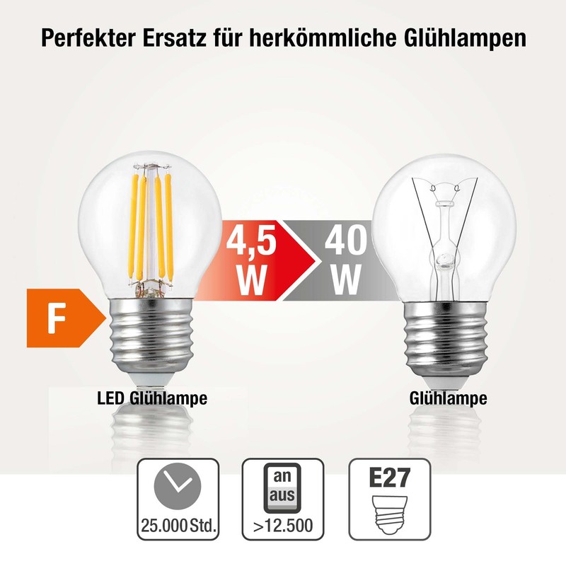 hellum Hellum e27 LED Birne Tropfen, Glhbirne e27 4,5 W,