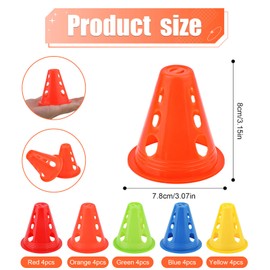 20pcs Soccer Cones, 3.07 Inch Mini Practice Cones Small Field Markers Agility Pylons for Basketball Football Footwork Kids Sports Fitness Indoor Outdoor Training Equipment Accessories (Multicolor)