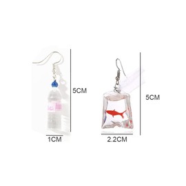 LIUJZZJ 3 Pairs Funny Acrylic Goldfish Water Bottle Pendant Earrings Cute Pearl Milk Tea Dangle Earrings for Girls