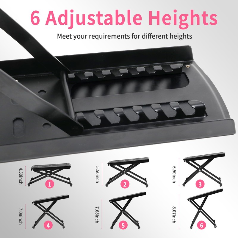 Pedicure Foot Rest, 6-Height Adjustable Non-Slip Foot Stand for Easy