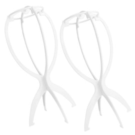 IWOWHERO Travel-ready Wig Stand Set 2pcs Portable Wig Holders Easy Assembly Wig Racks for Hair Salons