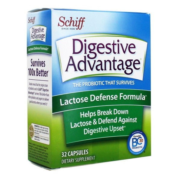 Digestive Advantage Lactose Defense with Lactase Enzymes & Probiotics For Digestive Health, Support for Breaking Down Lactose, Minor Abdominal Discomfort & Gut Health, 32ct Capsules