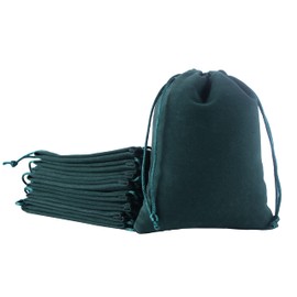 Sansam Large Velvet Gift Bags with Drawstring, 10pcs 6.0x8.0 Inch Dark Green Drawstring Velvet Cloth Jewelry Pouches,Tarot Rune Bags