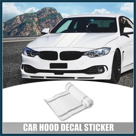 TUCKBOLD 7.09"x70.87" Car Hood Stripe Pattern Sticker Auto Exterior Decal Decoration for Car Hood Roof Trunk Skirt Bumper White Automotive Parts