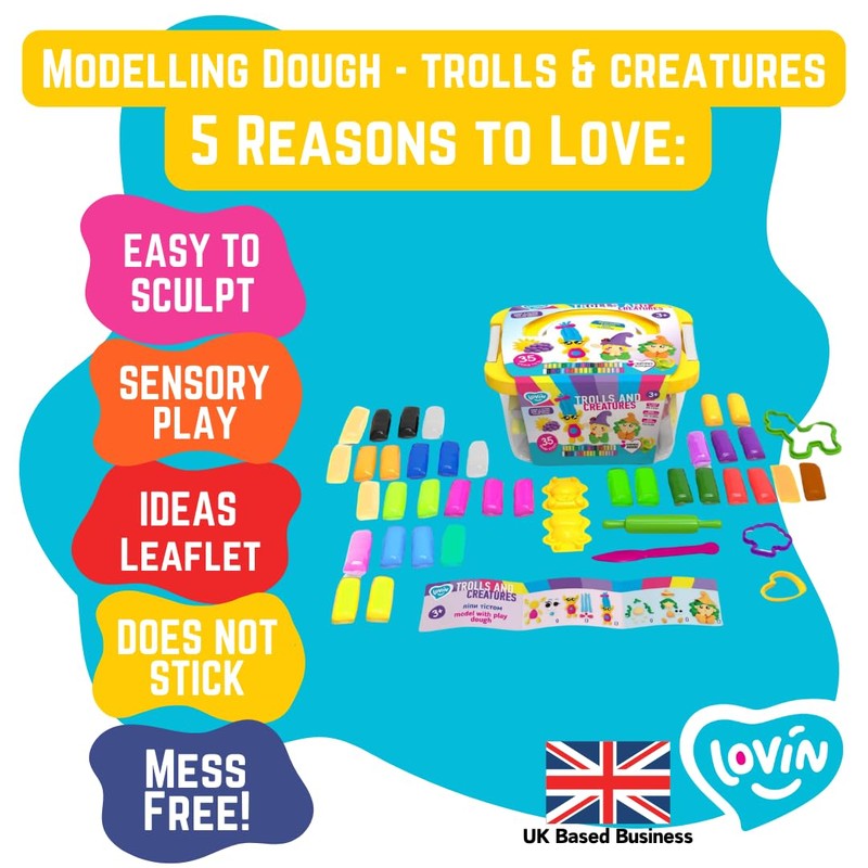 Trolls and Creatures Box, Lovin Modeling Set with Colour Dough,