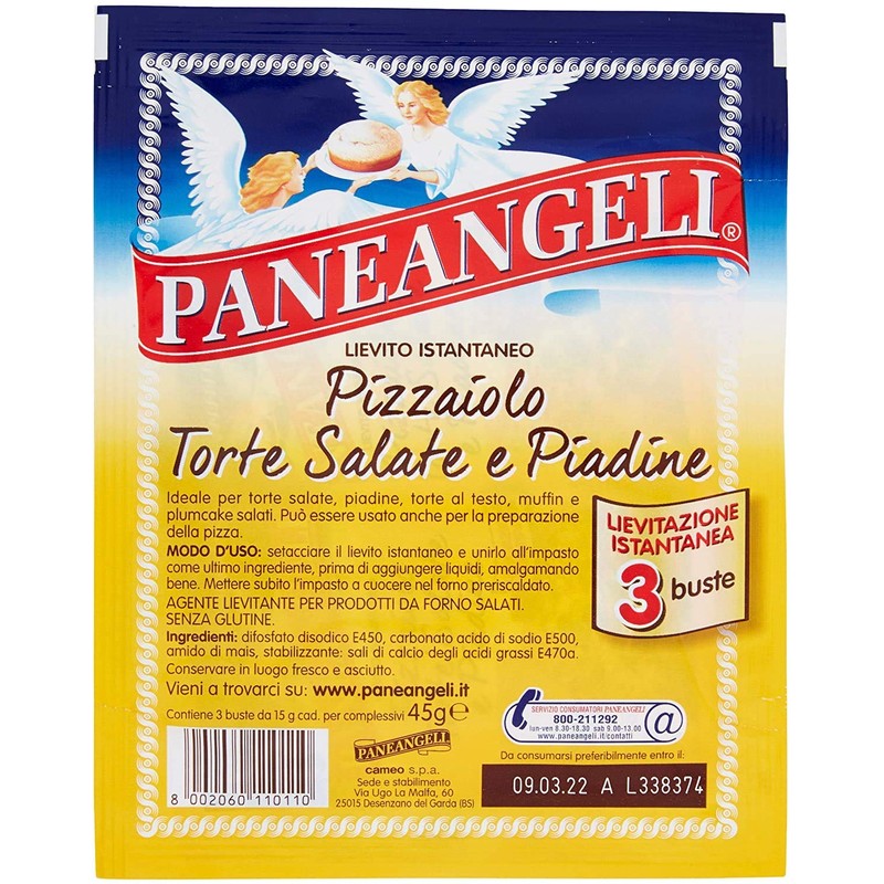 3x Paneangeli Dried Yeast for Pizza & Bread (3x15g)