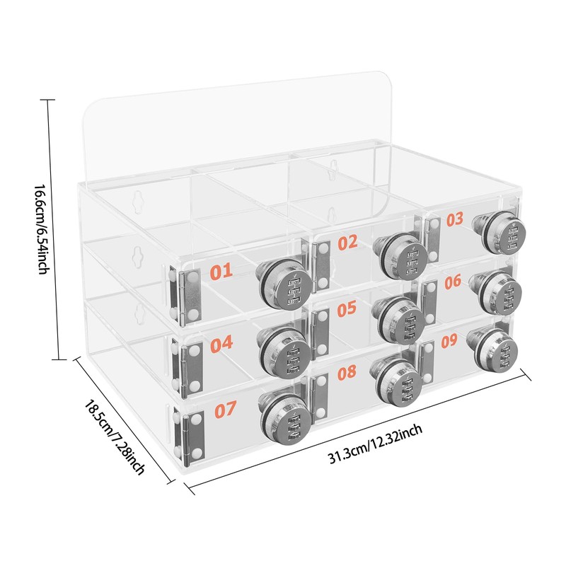9 Slots Cell Phone Storage Box, Acrylic Cell Phone Locker
