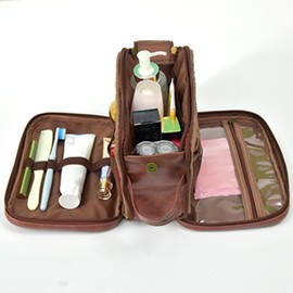 perfeclan Cosmetic Case Makeup Organizer Case Large Capacity Toiletry Holder Handbag Makeup Bag Toiletry Bag for Lipstick Makeup Brush, Brown
