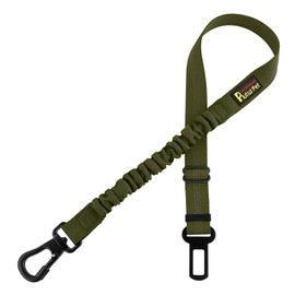 Plutus Pet Dog Seat Belt for Car, Adjustable Dog Car Harness with Carabiner Clip, Reflective Safety Dog Seatbelt Leash with Elastic Bungee, Ranger Green
