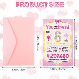 YUXIANLB 8th Birthday Card with Envelope, 8th Birthday Decorations for Girls Boys, 8 Years Old Girl Birthday Gifts, 8th Birthday Gifts for Daughter, Happy Birthday Cards for Granddaughter