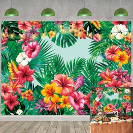 Tropical Palm Leaves Backdrop Floral Leaves Summer Jungle Hawaiian Luau Party Photography Background Aloha Theme Wedding Baby Shower Birthday Party Decorations banner Photo Booth Props (7x5FT)