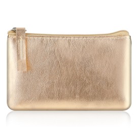 Andibro Mini Coin Purse, Portable PU Leather Wallet with Zipper Small Coin Purse Pouch for Women Change Purse(Gold)