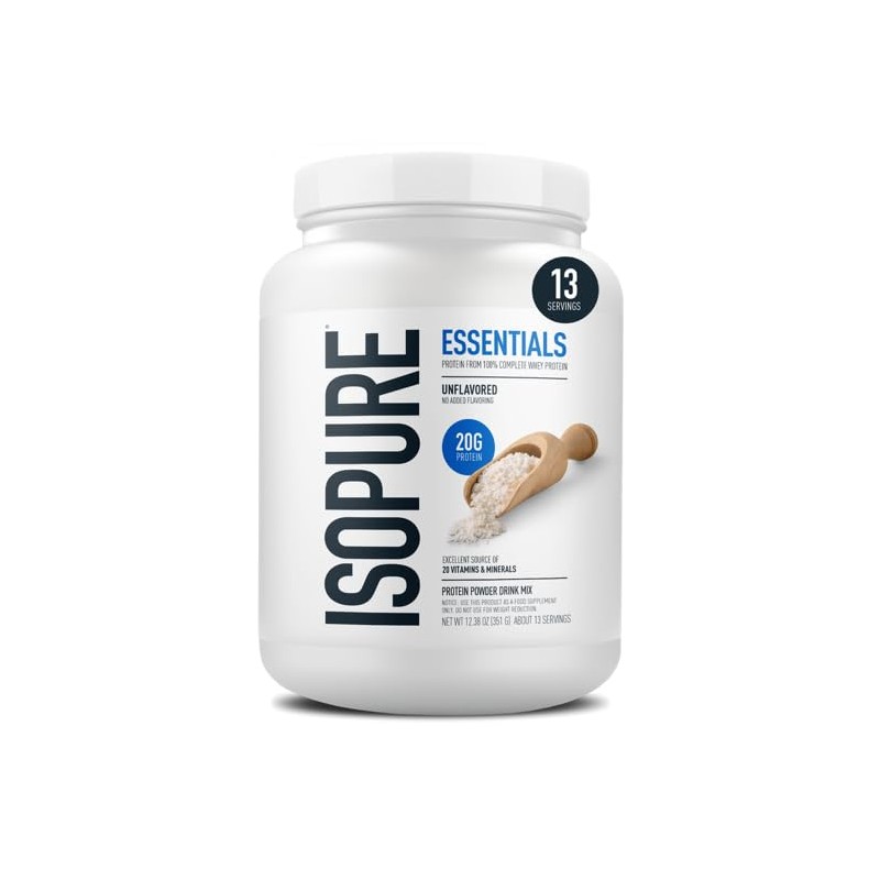 Isopure Essentials 100% Whey Protein Powder, with Vitamins, 20g Protein