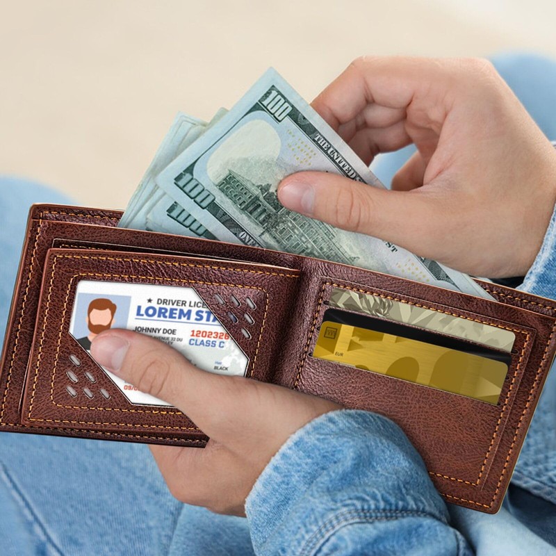 AdiStylinno Slim Bifold Wallet, Soft Leather Multifunctional Men Wallet Fashion