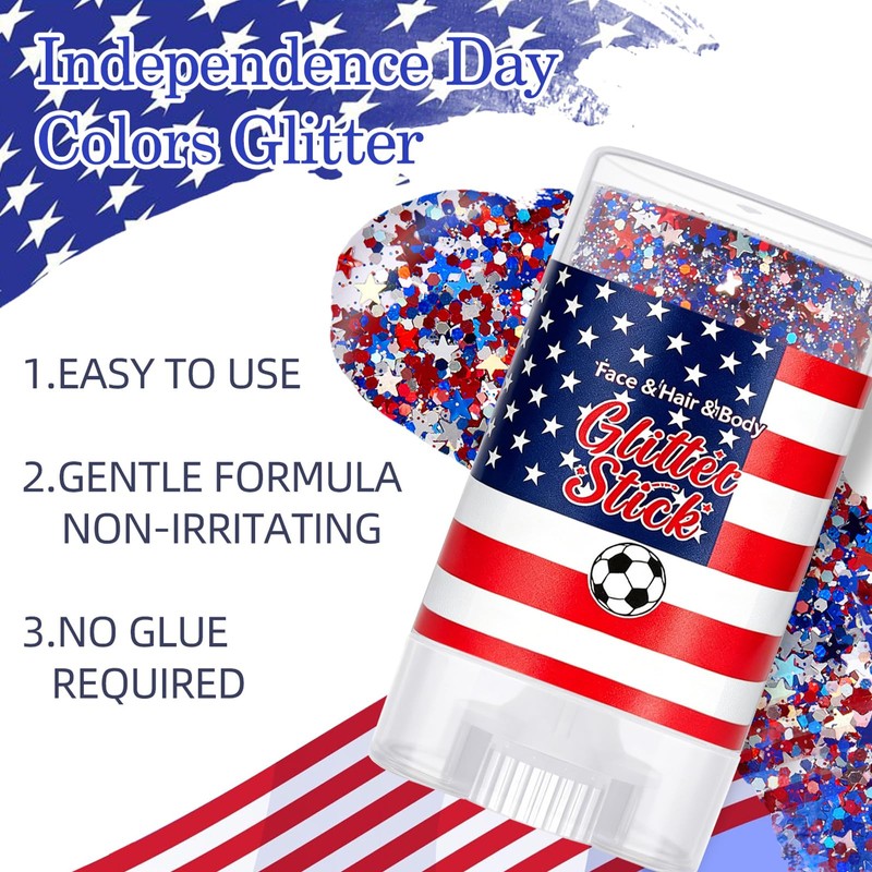 2Pcs White Blue Red Body Glitter Stick | Face Hair