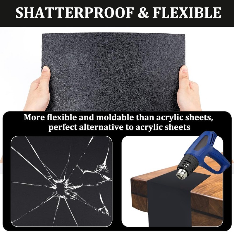 OLYCRAFT 2pcs ABS Plastic Sheet 21x30cm Black Rigid Moldable Panel