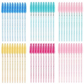 SWKJ SWKJ 60 PCS Disposable Eyelash Brushes, Spoolies Eyebrow, Mascara Wands Applicator Lash Brushes Castor Oil Brush Cosmetic Makeup Tools(Crystal Mixed colors)