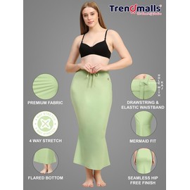 TRENDMALLS Women's Polyester Spandex Saree Shapewear Petticoat for Women, Cotton Blended,Petticoat,Skirts for Women,Shape Wear Dress for Saree Shaper Pale Green