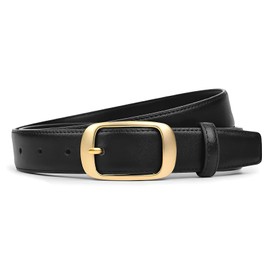 Yewseas Leather belt for women, fashion belt for women, for jeans, 70-100 cm, black, faux leather belt with golden buckle, fashionable belt for any occasion, black