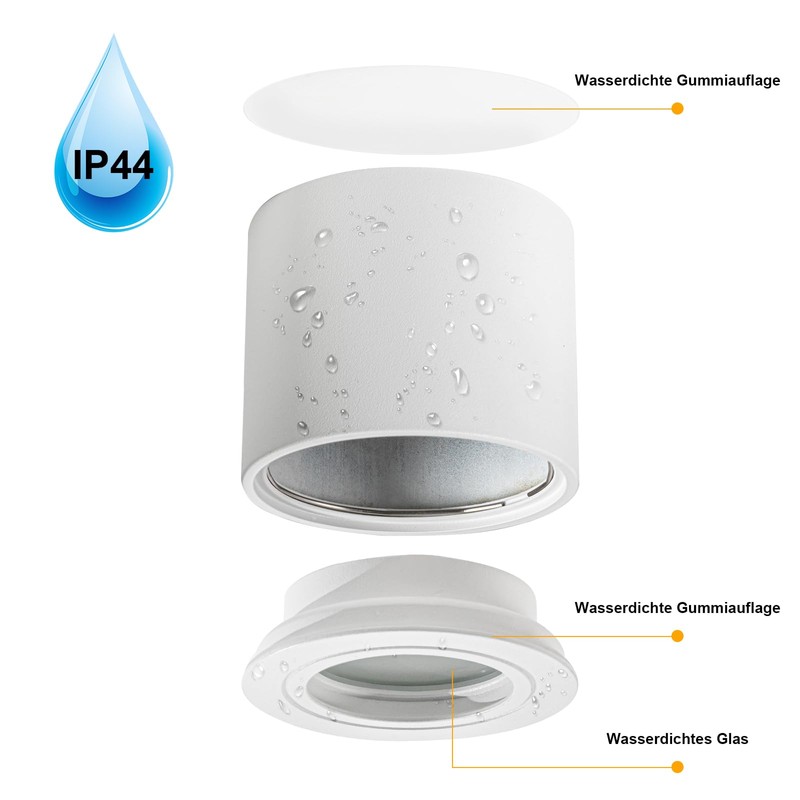 Gleonlux LED Surface-Mounted Ceiling Spotlight IP44 Flat 1 x Surface-Mounted