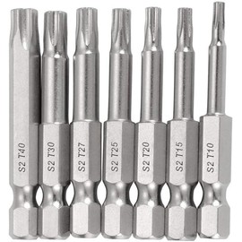 Bestgle 14 Pcs Torx Star 5 Point Screwdriver Bits T10-T40 Magnetic Security Tamper Proof Torx Head Screw Driver Bit Set with 1/4 Inch Hex Shank, 50mm Length (Set of 2)