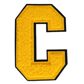 1 PCS 4.2" Yellow Chenille Letter Patches, Iron on Patches for Hats Clothes Bags Backpacks Jeans, Initial Patches Large Varsity Letter. (Letter C)
