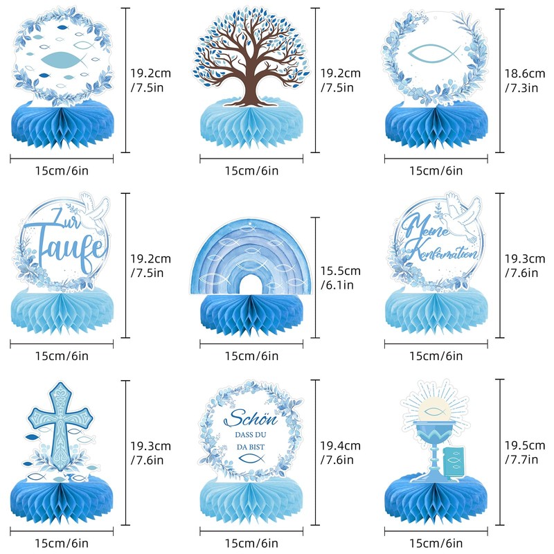Honeycomb Centrepiece Table Decoration Confirmation Christening Decoration Boy Girl Blue
