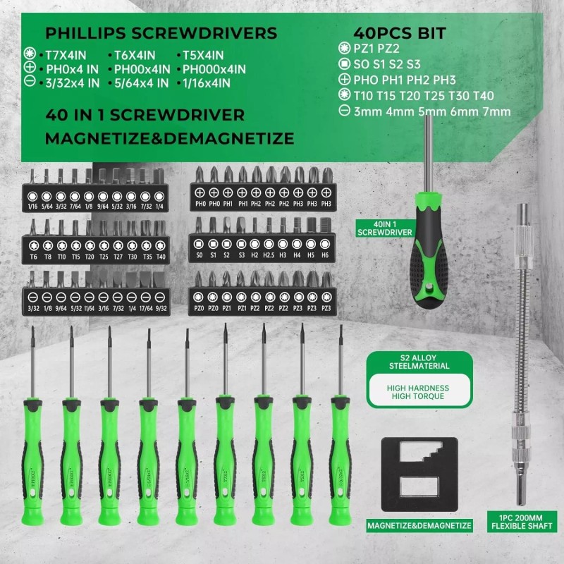 GURADESIGN 107-Piece Magnetic Screwdrivers Set with Case, Screw Driver Set,