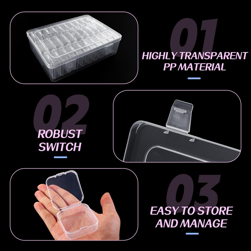 THYSSEN Bead Organizers,30Pcs Plastic Mini Clear Storage Cases with 1pcs