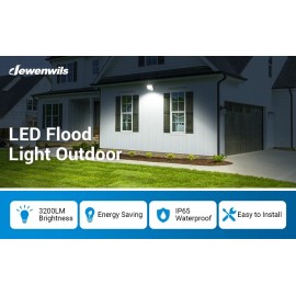 DEWENWILS 34W Flood Lights Outdoor, Super Bright 5000K LED Security Light US