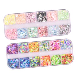 Healeved 2pcs Nail Art Glitter Set Decorative Glitter Sequins for Manicure for DIY Nail