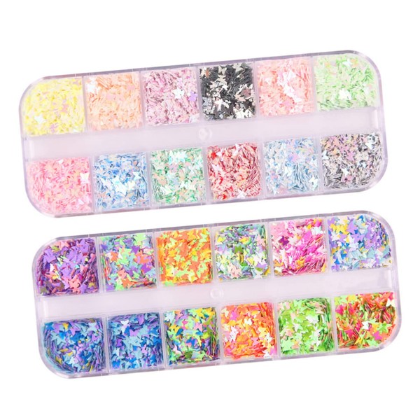 Healeved 2pcs Nail Art Glitter Set Decorative Glitter Sequins for
