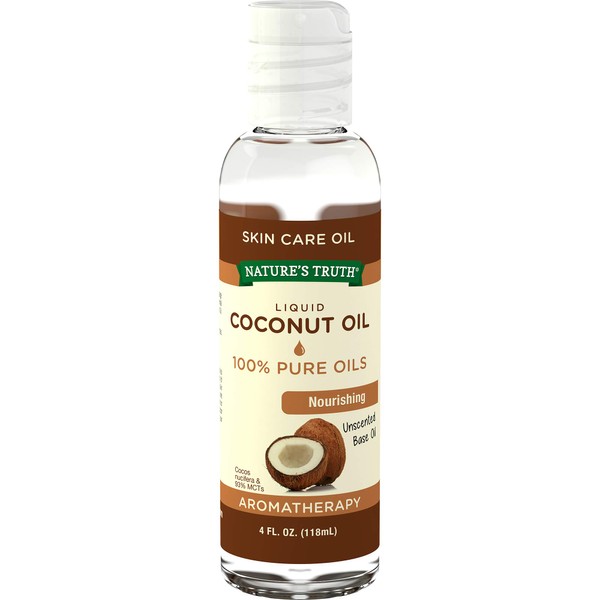 Nature's Truth Coconut Oil Liquid For Skin | 4 oz | Unscented Base Oil | Paraben Free