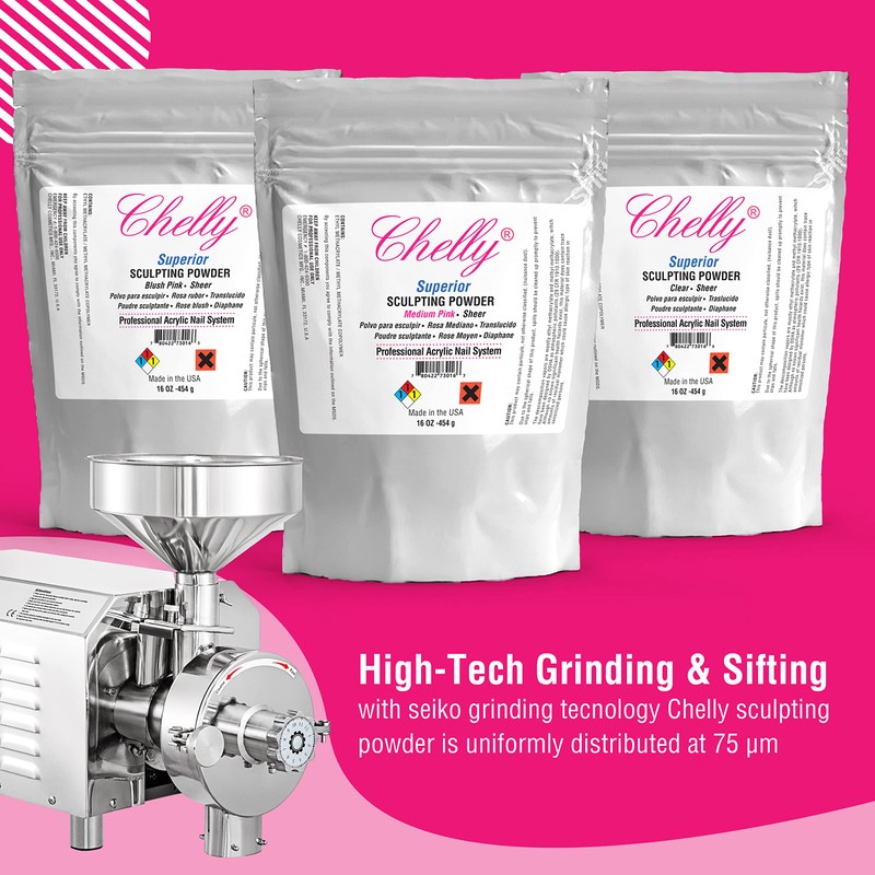 Chelly Superior Sculpting Powder Professional Acrylic Nail System Clear Blush