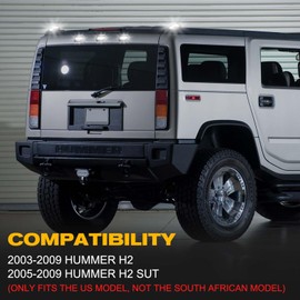 Gempro White LED Cab Roof Marker Lights Front Back Top Clearance Running Lights Kits Compatible with 2003-2009 Hummer H2 SUT Smoked Len, 10PCS