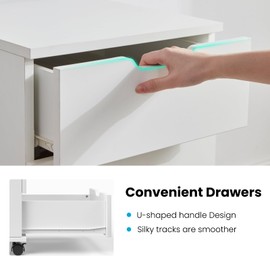 i-VTIES 3 Drawer Mobile File Cabinet,Rolling Wood Mobile File Cabinets Under Desk for Home Office with Casters,Under Desk Rolling Filing Cabinet for Home Office(White)