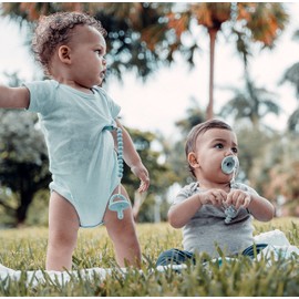 Comfy Cubs Pacifier Clips 2 Pack - 100% Food Grade Silicone Baby Pacifier Clips - CPSIA Certified, Lightweight and Flexible Baby Gifts - Sky Blue