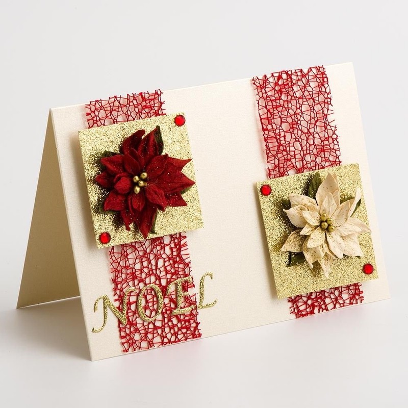 4.5cm Medium Mixed Colour Poinsettia Christmas Flower Card Making Craft