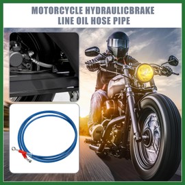 Motoforti 230cm 90.55" Length 10mm ID Motorcycle Hydraulic Brake Line Oil Hose Pipe 28° 0° Stainless Steel Braided Cable for ATV Motocross Sport Bikes Blue Long-lasting