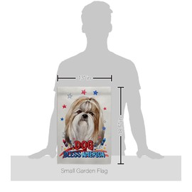 Breeze Decor Patriotic Shih Tzu Garden Flag Set Wall Hanger Dog Puppy Spoiled Paw Canine Fur Pet Nature Farm Animal Creature House Banner Small Yard Gift Double-Sided, Made in USA