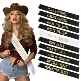 Mumucove 10 Pack Bachelorette Party Sashes Cowgirl Sashes for Bridal Party Decorations Bride Gifts Team Funny Sash for Bridesmaids Wedding Party
