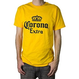Corona Extra Men's Crown Logo T-Shirt (Medium, Gold)