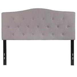 Pemberly Row Contemporary Tufted Full Panel Headboard in Light Gray