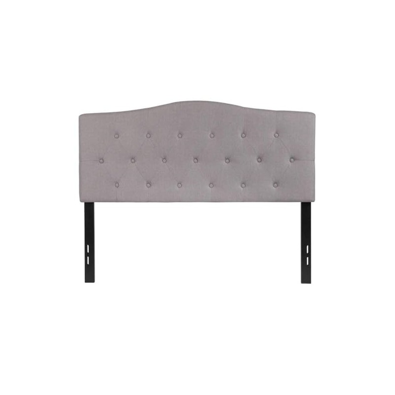 Pemberly Row Contemporary Tufted Full Panel Headboard in Light Gray