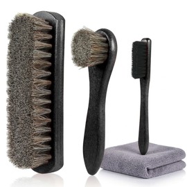 DLSiXiang Glove Care Brush Set of 4 Baseball Supplies Gloves Dirt Remover Horse Hair Soft (Black)