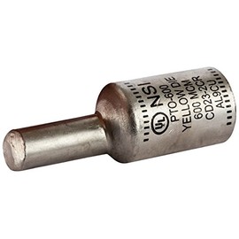 NSI PTO-600 Series PTO Dual Rated Compression Offset Pin Terminal, 600 Wire Size, 400 Pin Size, 1.46" OD, 4.00" Length, Yellow