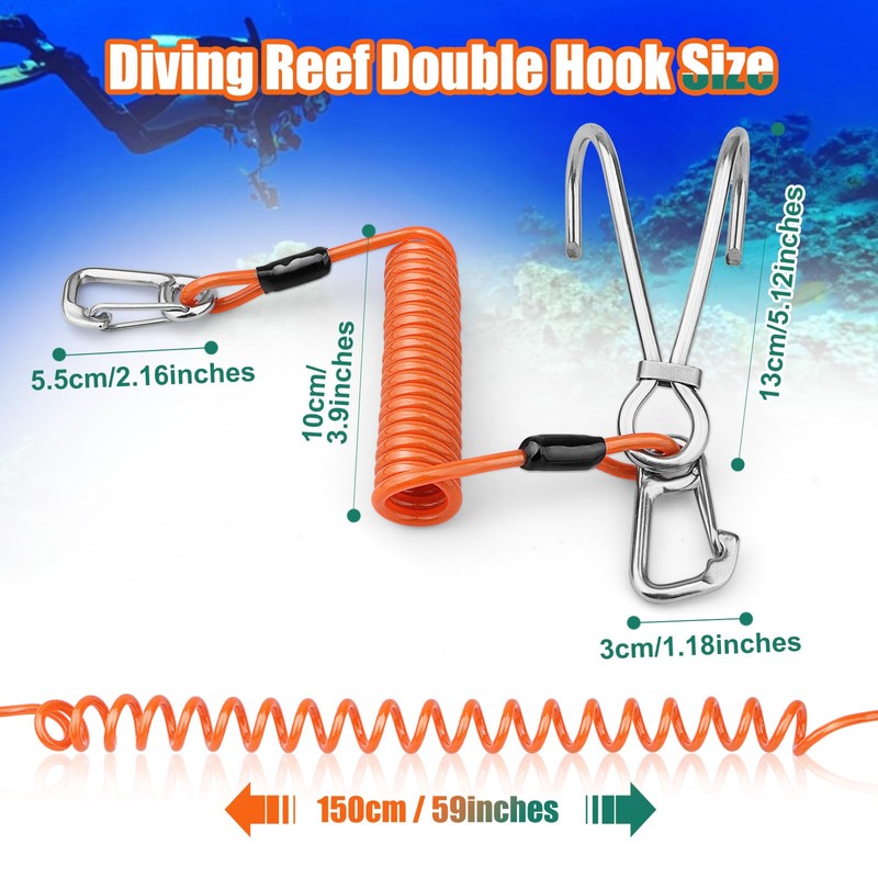 Pluzluce Scuba Diving Reef Double Hook, Drift Safety Telescopic Spring