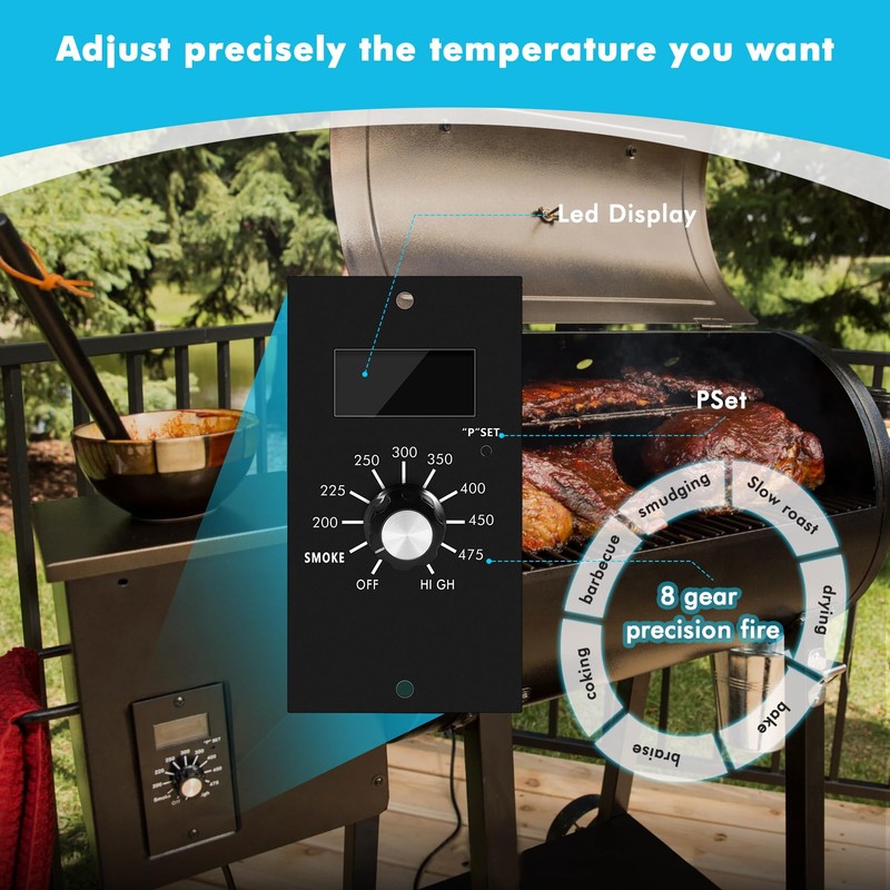Lazycloud Thermostat Control Board for Wood Grills, with PB700, 340,