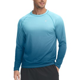 Tyhengta UV Protection Shirts for Men UPF 50+ T-Shirt Summer Sun Protection Tops Running Shirts Quick Dry Surfing Tee Shirt Sky Blue/Grey Blue,M