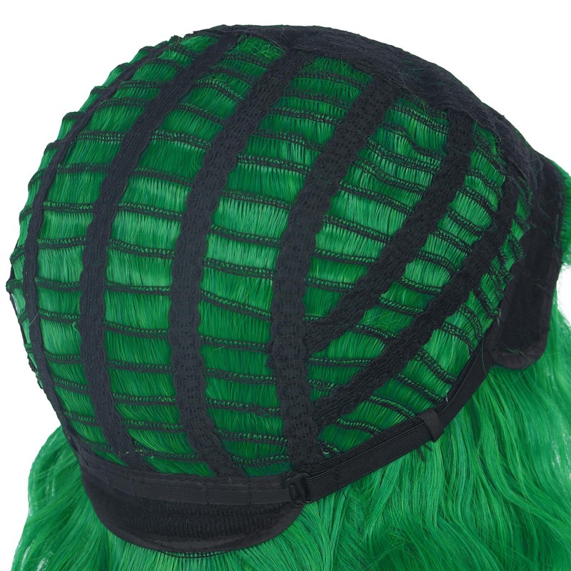 VGbeaty Men Short Wavy Green Wig With White Eyebow